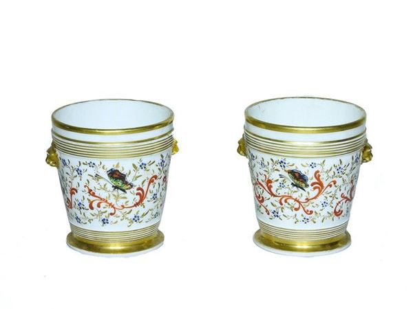 Pair of Porcelain Cachepots, 19th Century