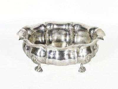 Centrotavola Ovale in Argento Martellato