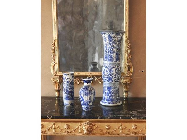 Three Painted Porcelain Vases, China, 19th Century