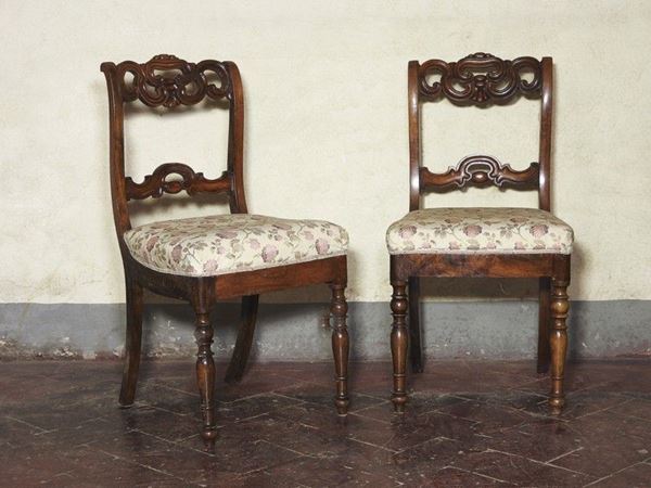 A Set of Six Walnut Chairs, mid 19th Century