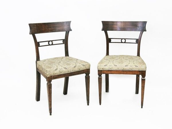 A Set of Eight Walnut Chairs, late 18th Century