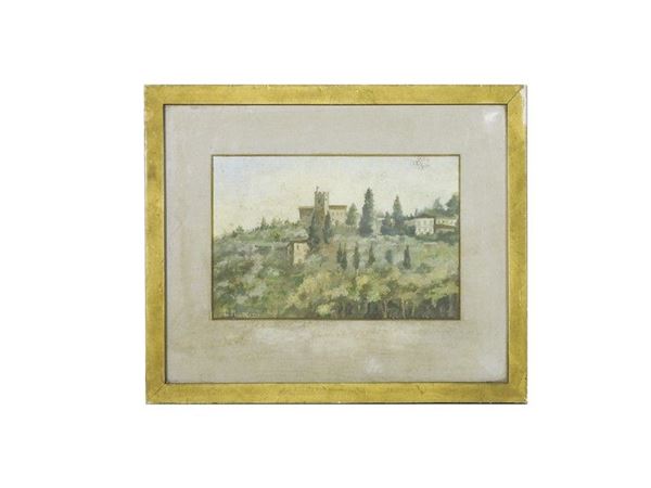 Tuscan Landscape, oil on carboard