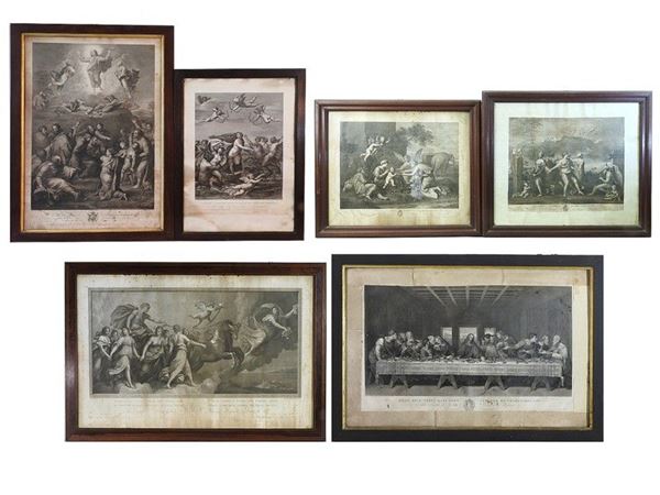 Mythological and Religous Scenes, six engravings