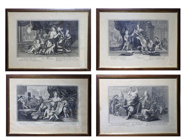 Allegories of the Arts, seven french engravings