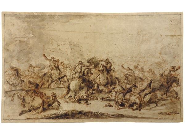 Cavalry Battle by a Fortress