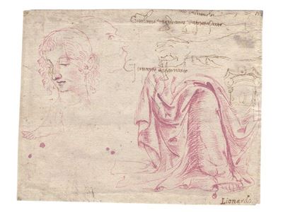 Studi di Teste, Braccio, Panneggio e di un Capitello