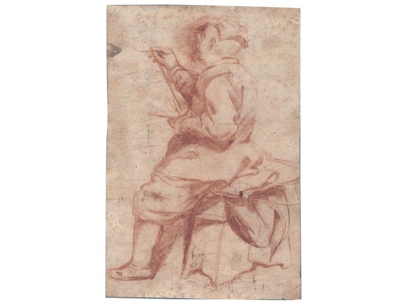 Tre Disegni Raffiguranti Pittori al Lavoro