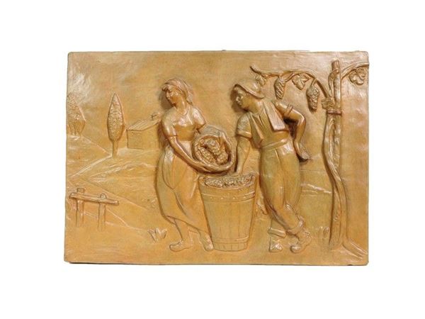 Patinated Terracotta Low-relief Plaque