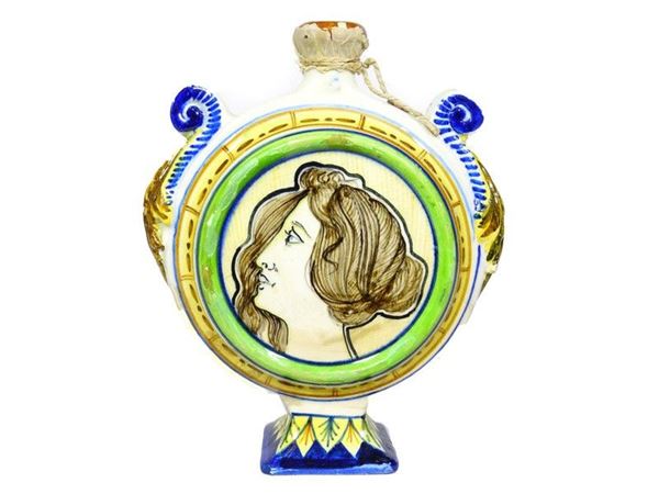 Painted Pottery Flask, Fanciullacci, 1900-1910
