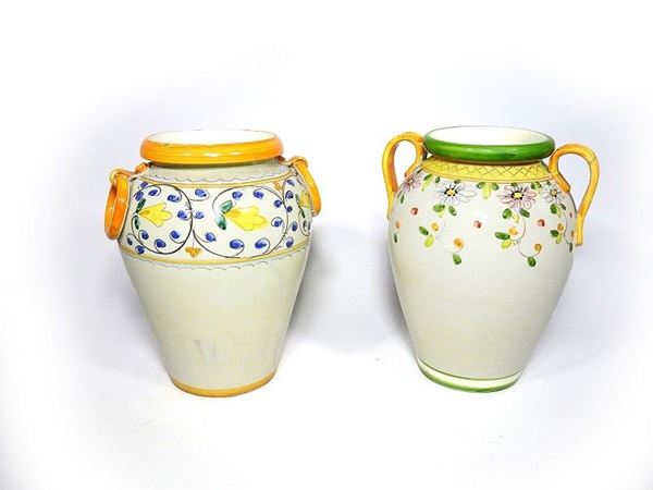 Two Glazed Terracotta Small Pots