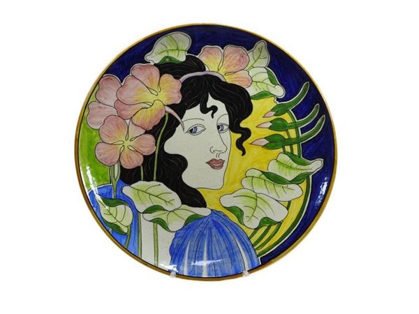 Painted Pottery Plate, Fantechi Manufacture, 1906-1910