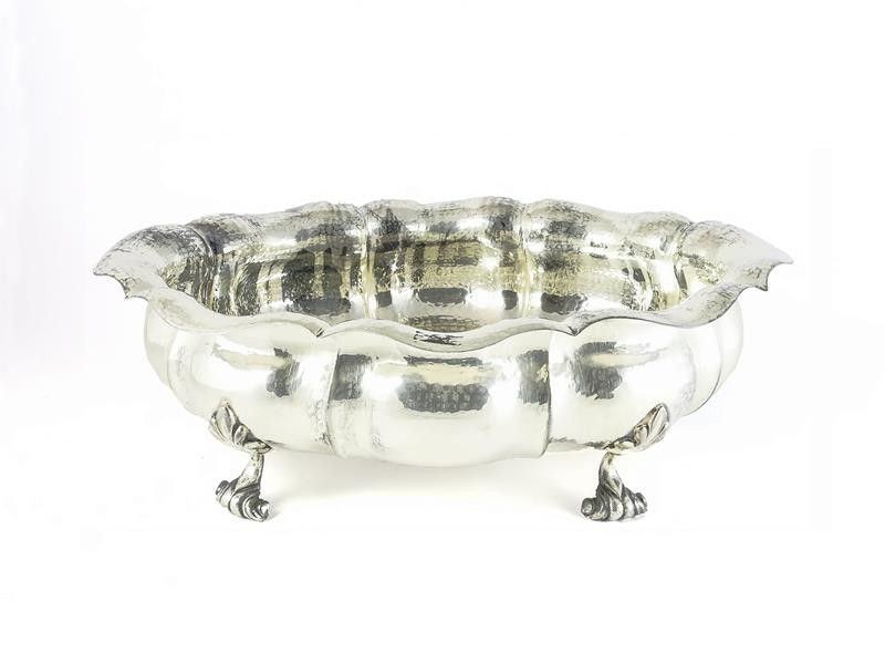 Centrotavola Ovale in Argento Martellato