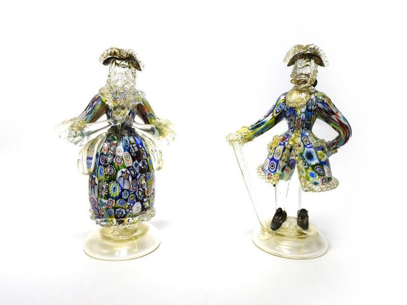 Coppia di Figure in Vetro Soffiato