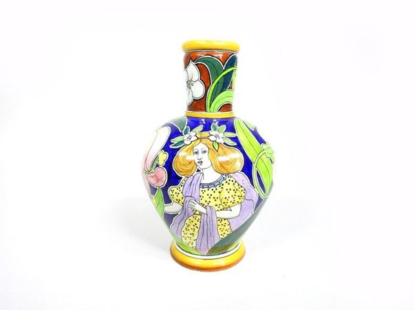 Painted Pottery Baluster Vase