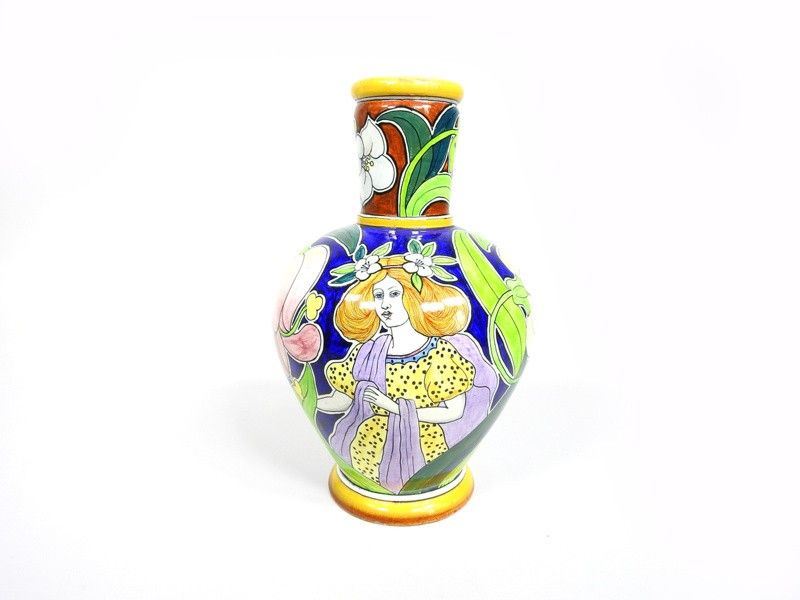 Vaso a Balaustro in Terraglia Policroma