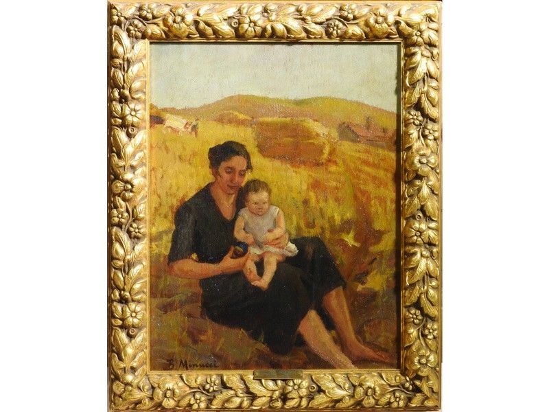 Paesaggio di Campagna con Contadina e Bambino