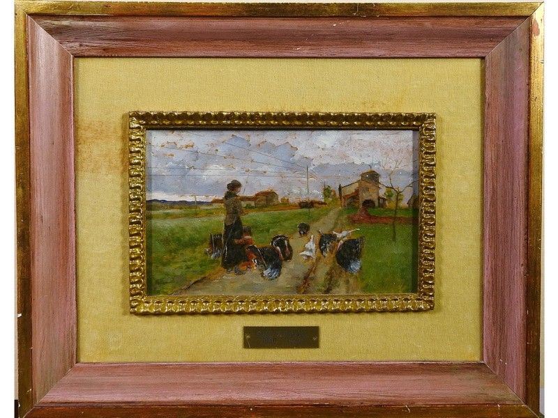 Strada di Campagna con Contadina