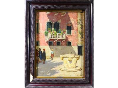 Scorcio di Cortile con Pozzo e Figure 1925