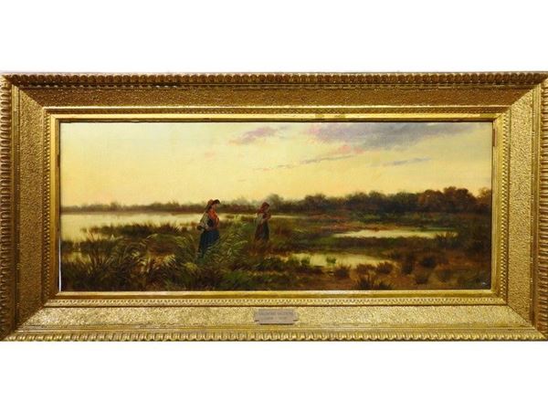 Landscape with Lake with Country Women, oil on canvas