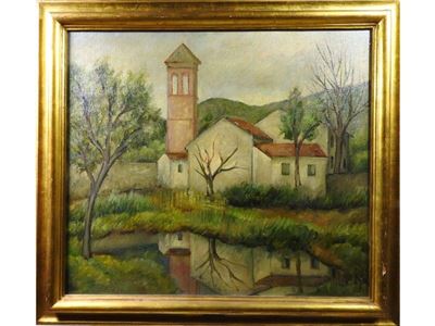 Paesaggio Fluviale con Veduta di Chiesa