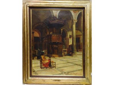 Interno di Chiesa con Figure 1899