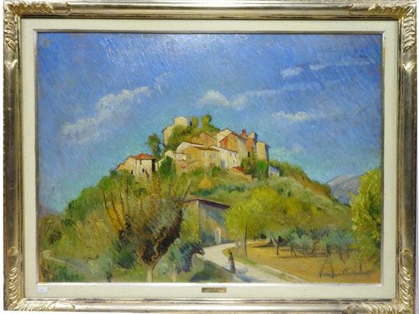 Tuscan Landscape, oil on cardboard
