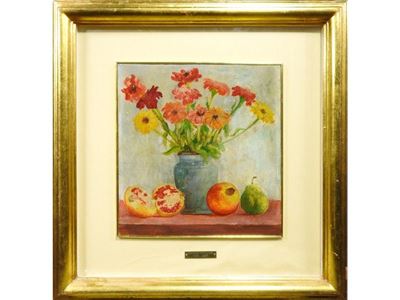 Natura Morta con Frutta e Vaso con Fiori