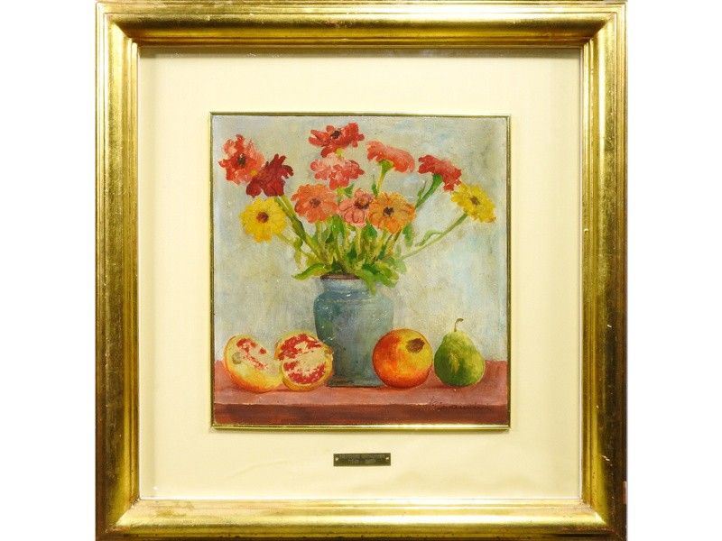 Natura Morta con Frutta e Vaso con Fiori