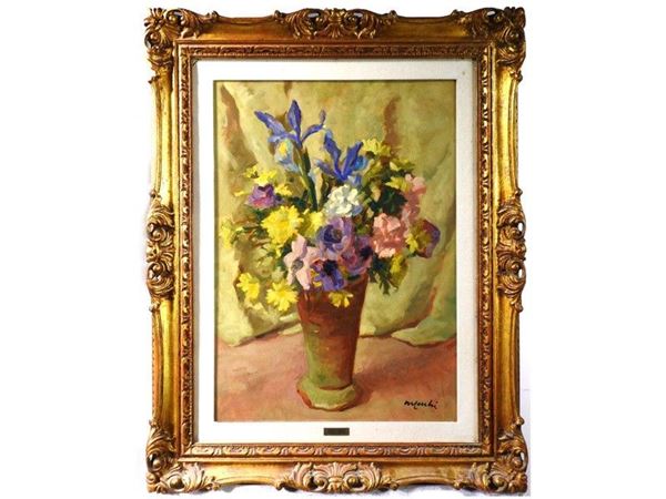 Flowers in a Vase, oil on panel