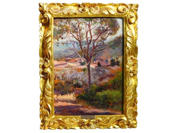 Tuscan Landscape, oil on panel