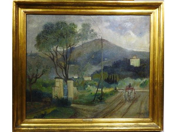 Tuscan Landscape, oil on canvas