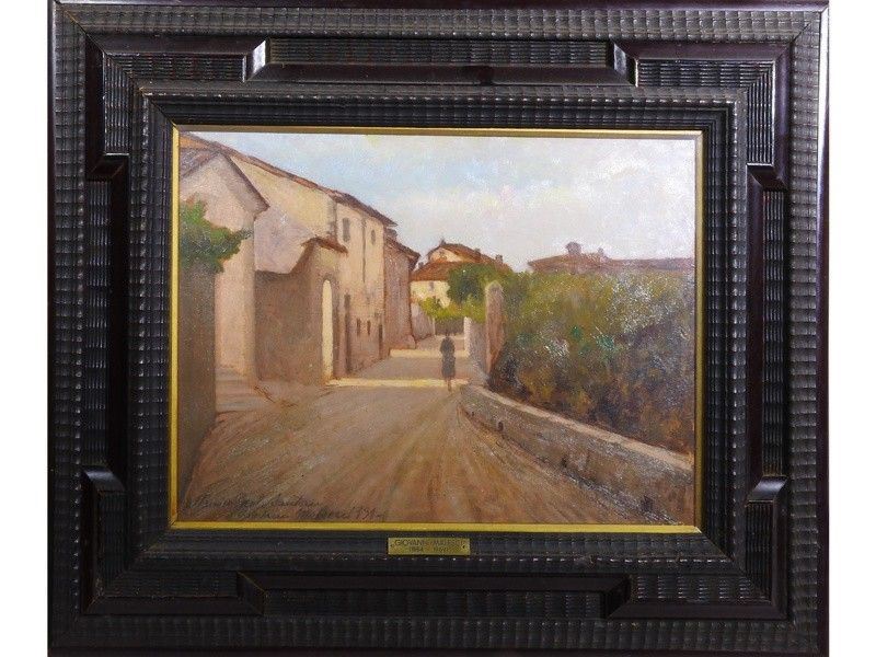 Scorcio di Paese Toscano con Figura Femminile 1931