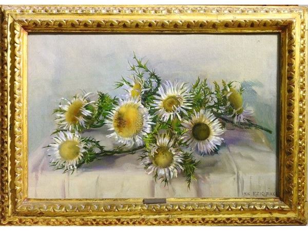 Carduus Flowers, oil on canvas