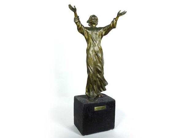 Christ, patinated bronze sculpture