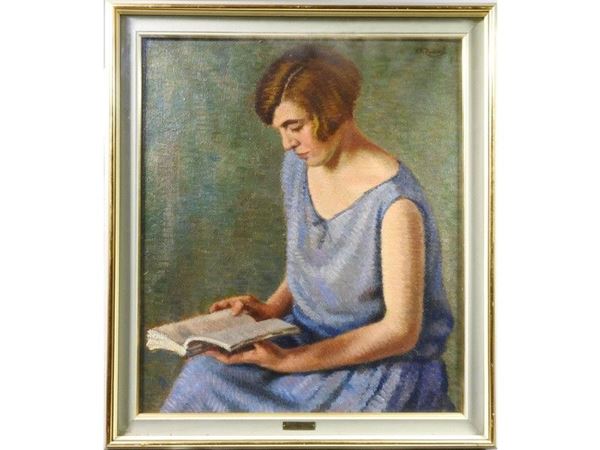 Portrait of a Reading Woman,oil on canvas