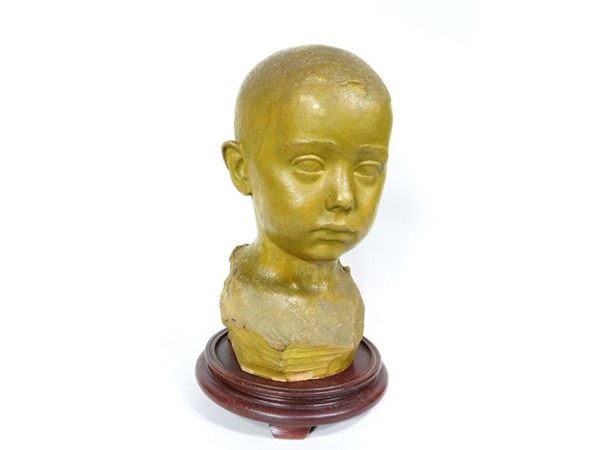Portrait of a Child, patinated terracotta bust