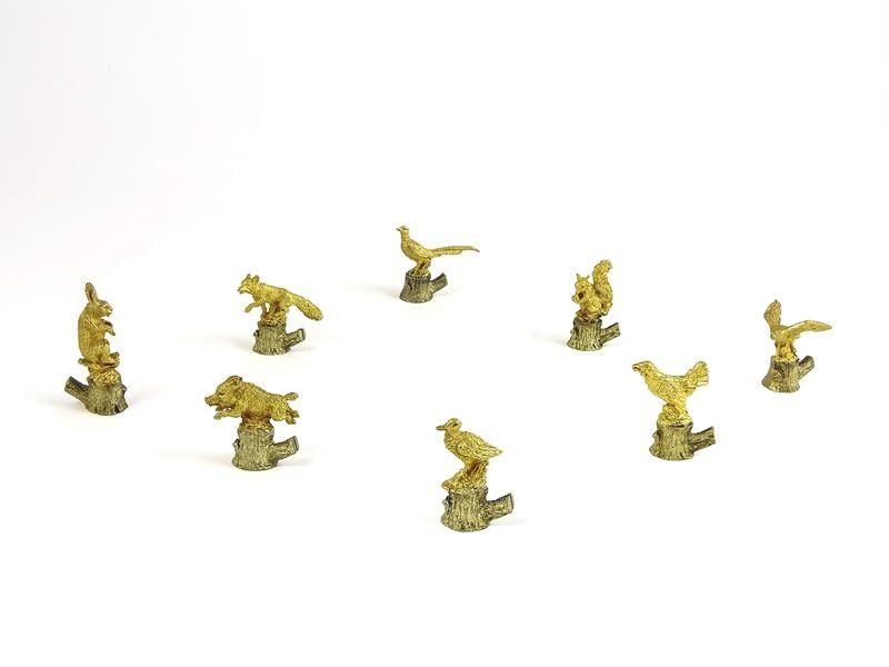 Serie di Otto Segnaposto in Argento e Vermeil