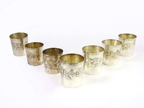 Serie di sei bicchierini in argento sterling
