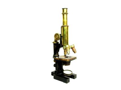 Microscopio D'epoca in Ottone e Metallo