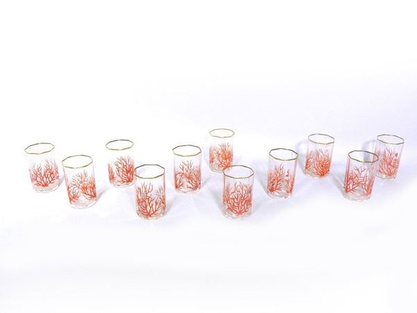 Serie di undici bicchieri in cristallo