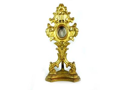 Reliquiario in Legno Intagliato e Dorato