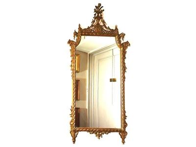 Specchiera in Legno Intagliato, Laccato e in Parte Dorato
