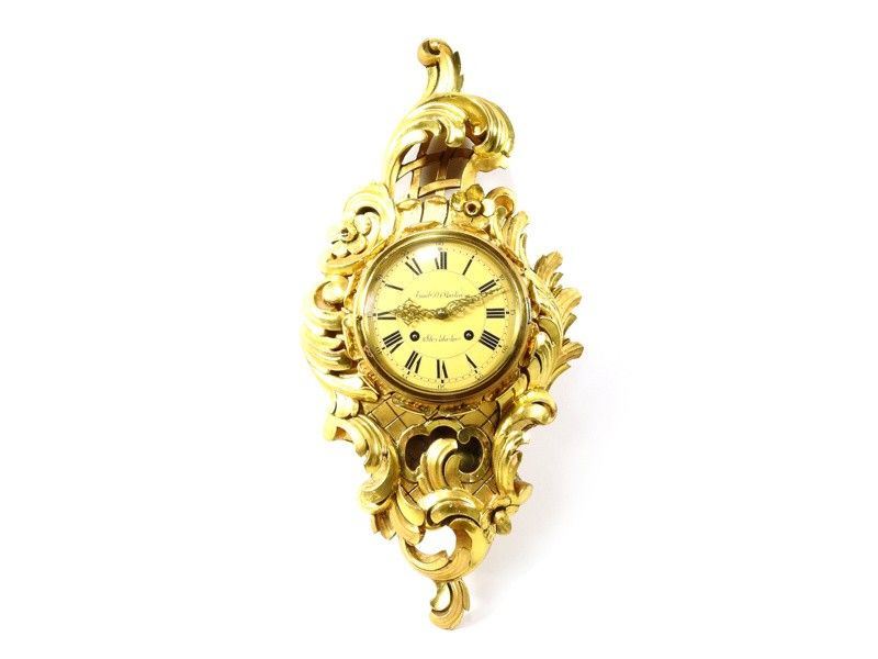 Orologio D'epoca Cartel in Legno Dorato
