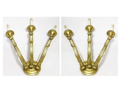 Coppia di Appliques in Legno Intagliato e Dorato