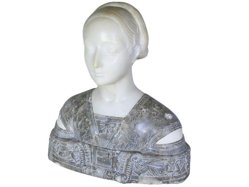Busto in Marmo Bianco e Grigio