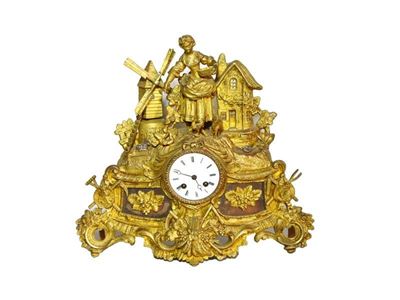Orologio a Pendolo da Tavolo in Bronzo Dorato
