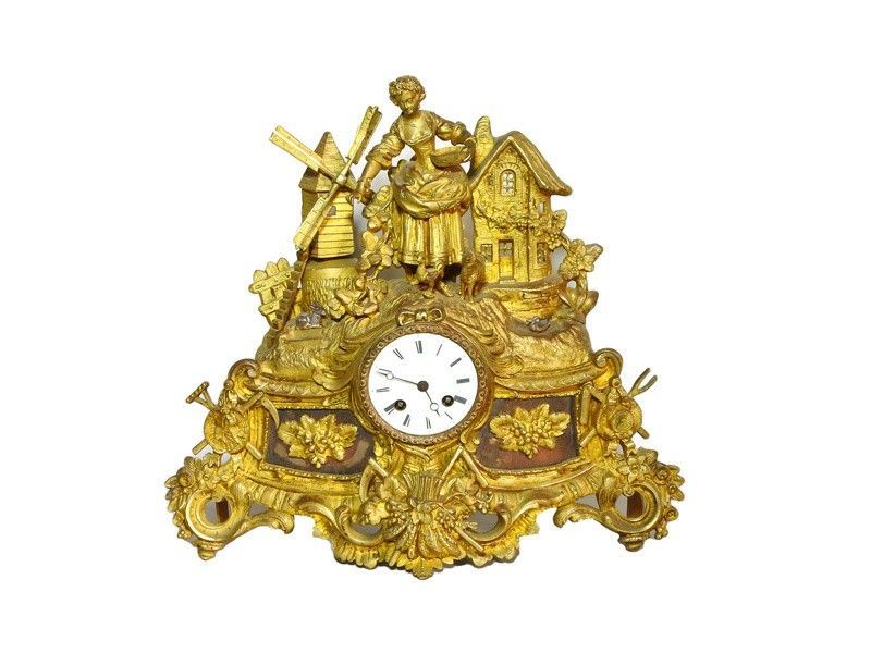 Orologio a Pendolo da Tavolo in Bronzo Dorato