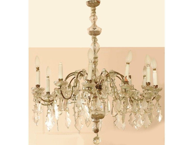 Lampadario in Cristallo e Vetro Soffiato