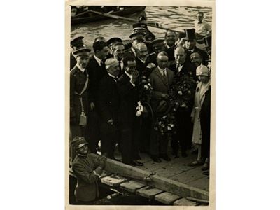 Mussolini Incontra i Transvolatori Francesco De Pinedo ed il Suo Motorista Ernesto Campanelli al ...
