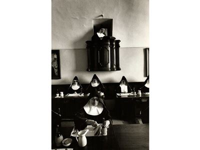 Refettorio con Monache, Monastero di Santa Croce, Assisi 1970